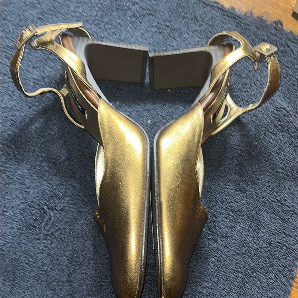 DKNY Gold Slingback Heels with Rounded Toe - Picture 11 of 14